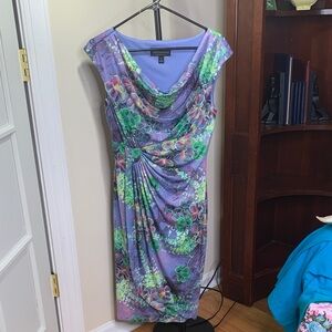 Connected Apparel Purple Floral Midi Dress